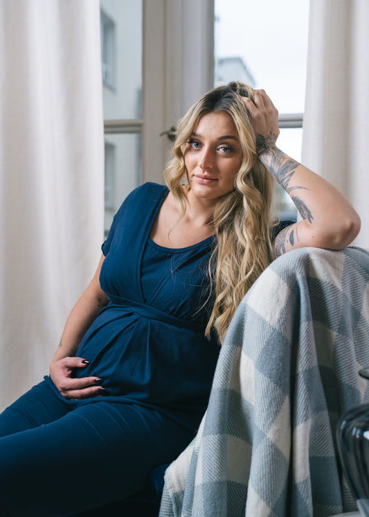 Umstands- und Still-Pyjama  2 in 1 Kurzarm marineblau