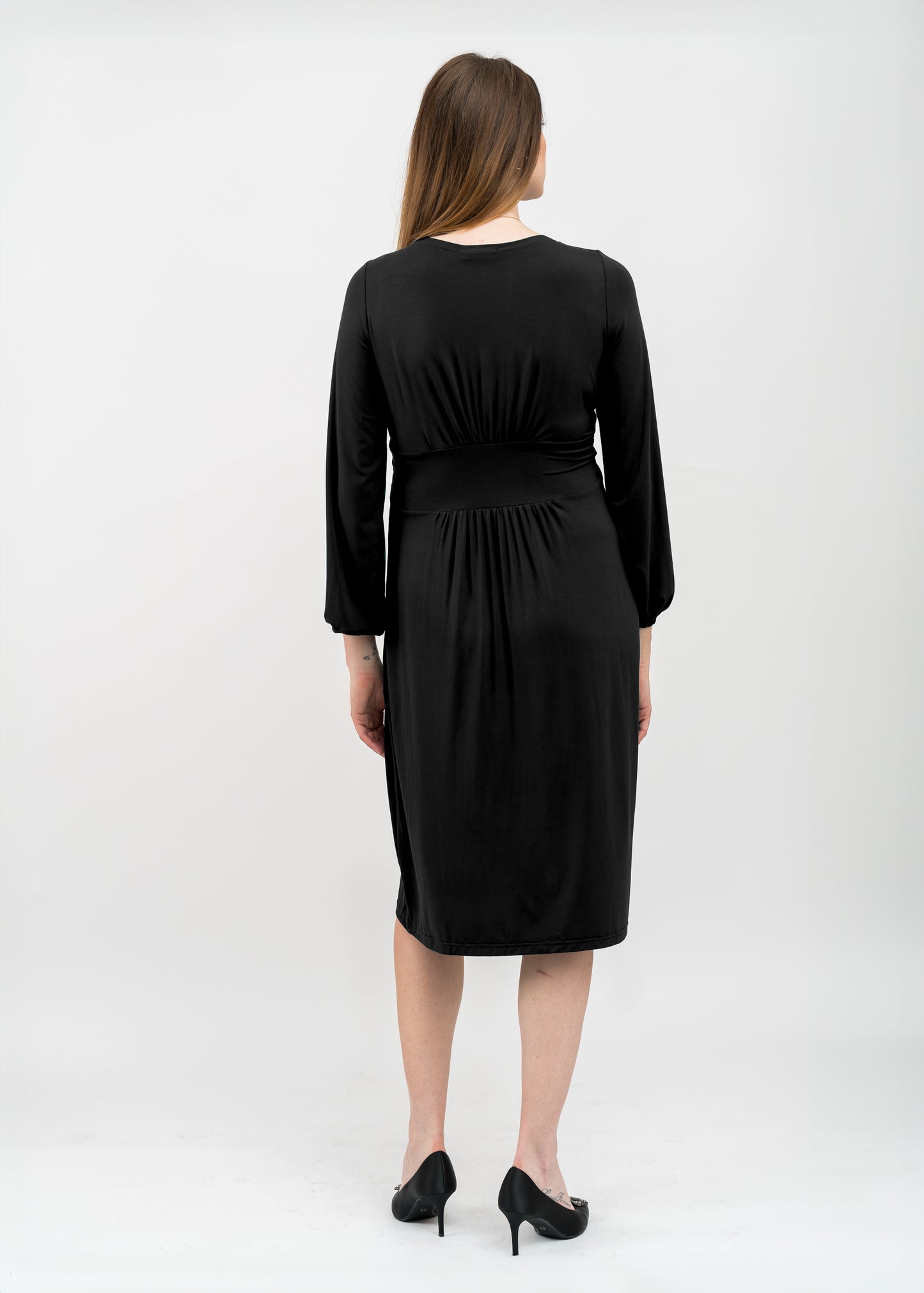 Umstands- und Stillkleid 2 in 1 mit Knoten Schwarz