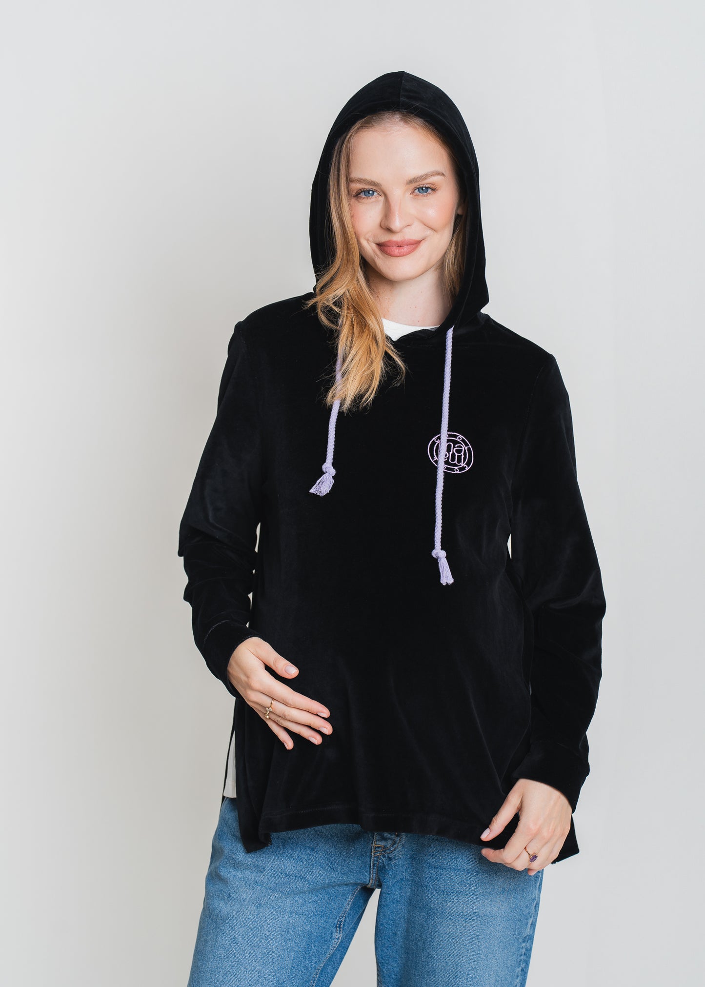 Umstands- und Still-Hoodie 2 in 1 schwarzer Samt