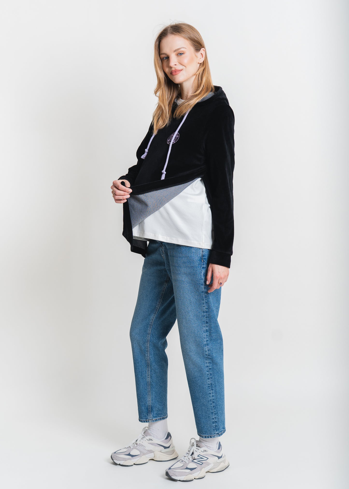 Umstands- und Still-Hoodie 2 in 1 schwarzer Samt