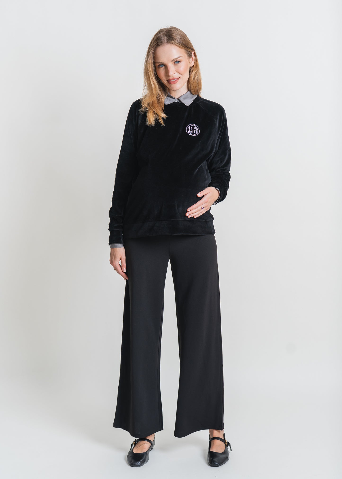 Umstands-Sweatshirt schwarzer Samt