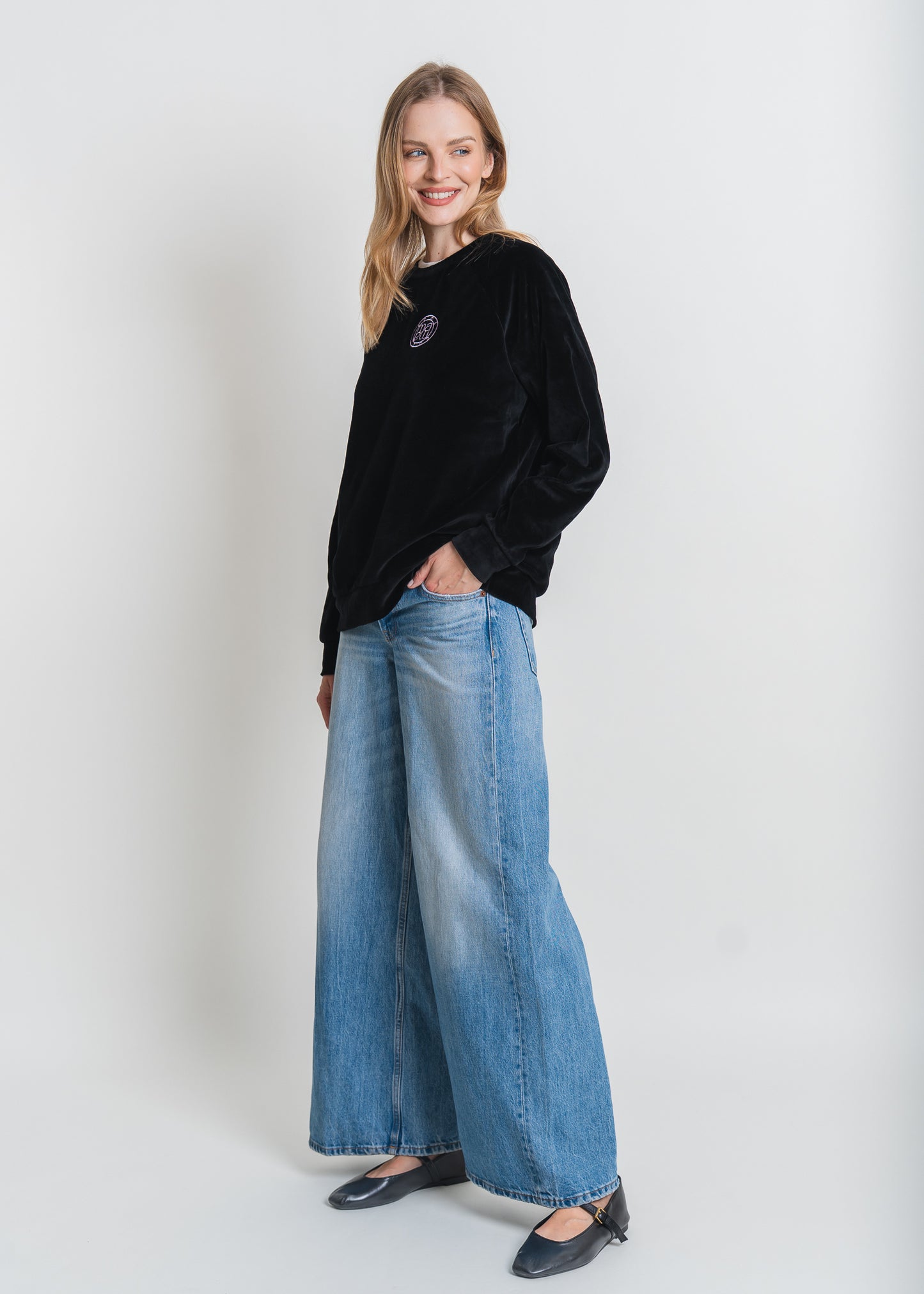 Umstands-Sweatshirt schwarzer Samt