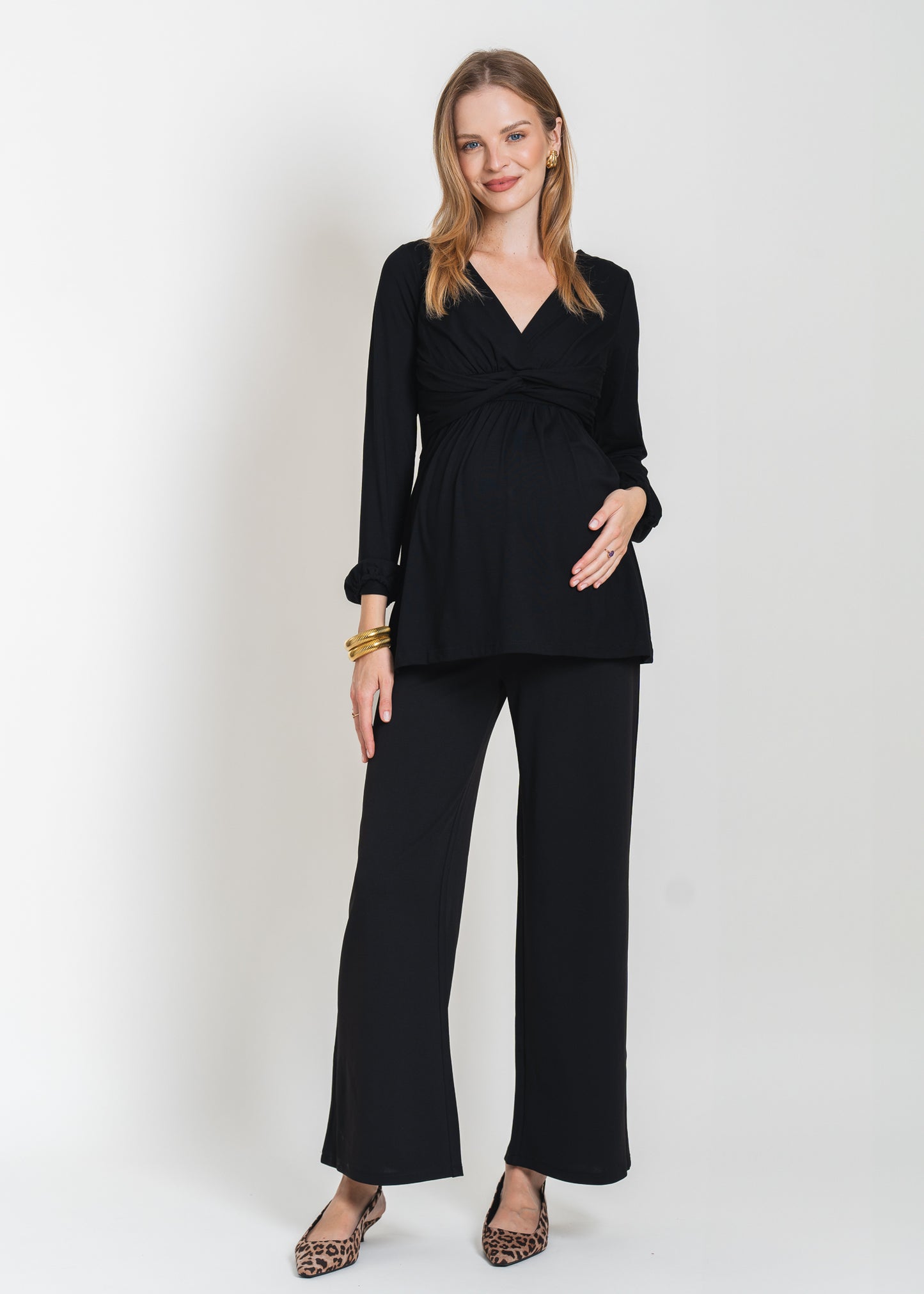 Umstands- und Stillbluse  2 in 1 mit Knoten schwarz
