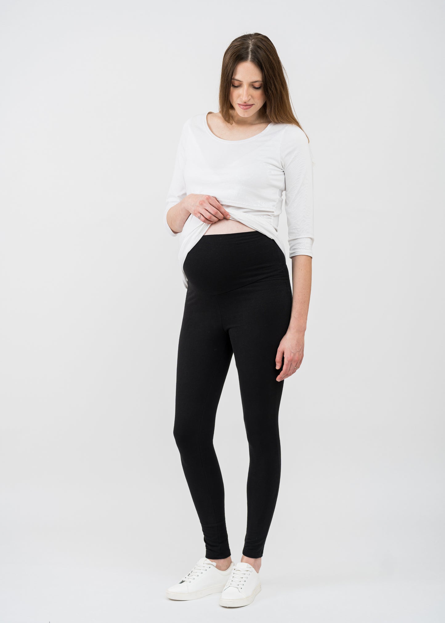 Schwarz Umstandsleggings Bio Baumwolle