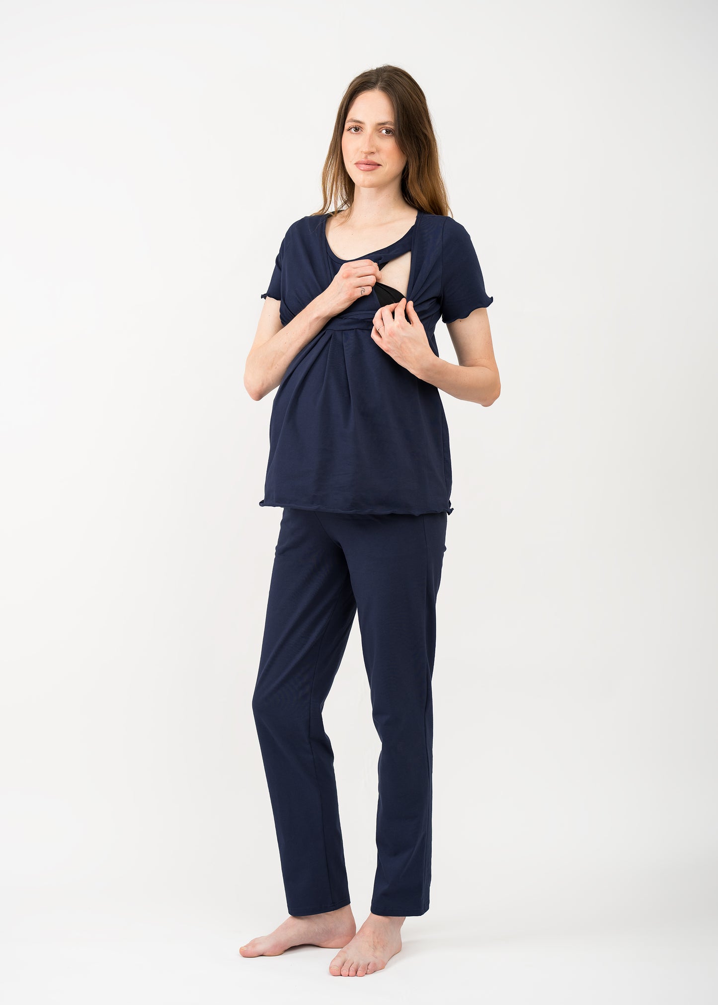 Umstands- und Still-Pyjama  2 in 1 Kurzarm marineblau
