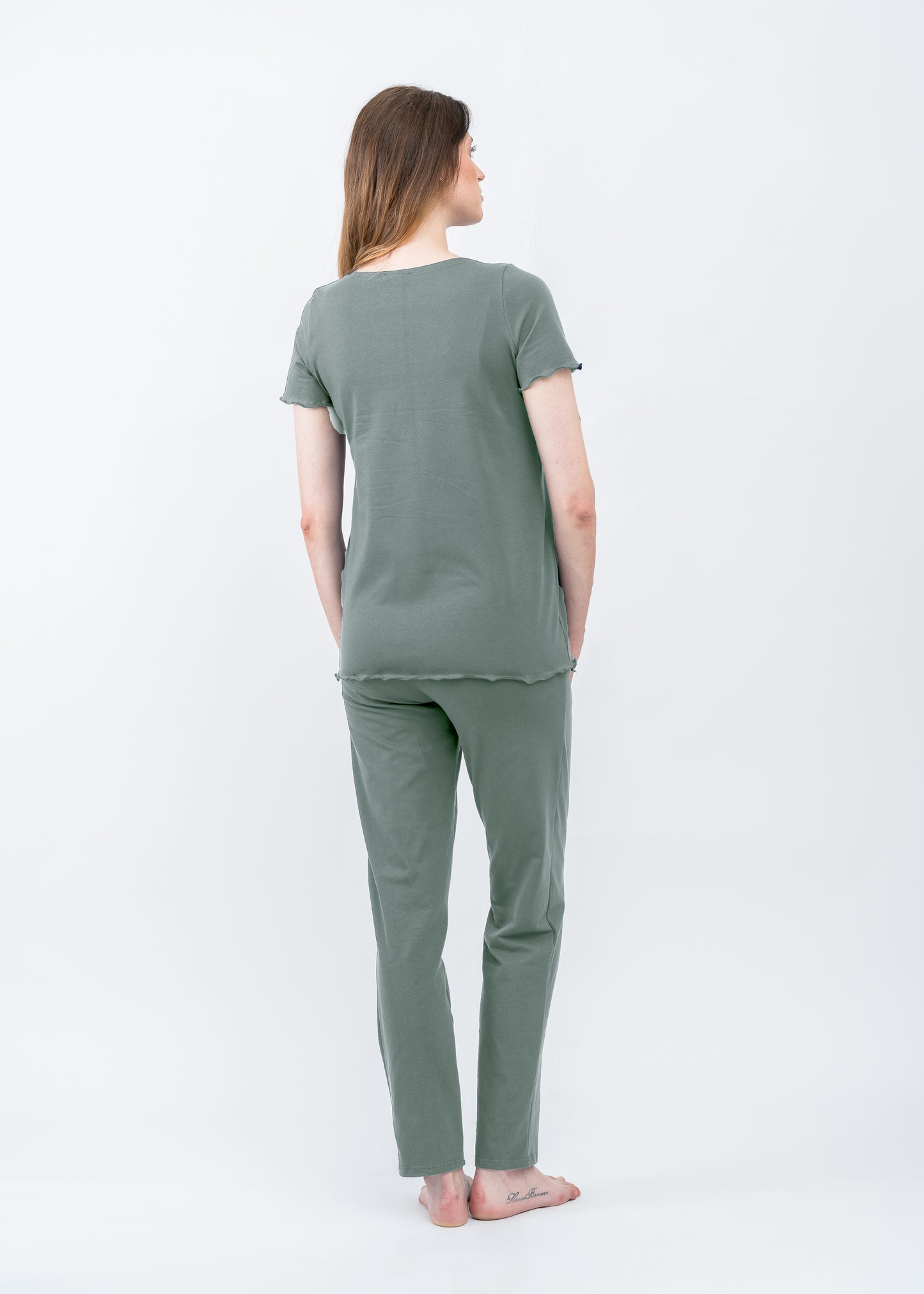 Umstands- und Still-Pyjama  2 in 1 Kurzarm oliv