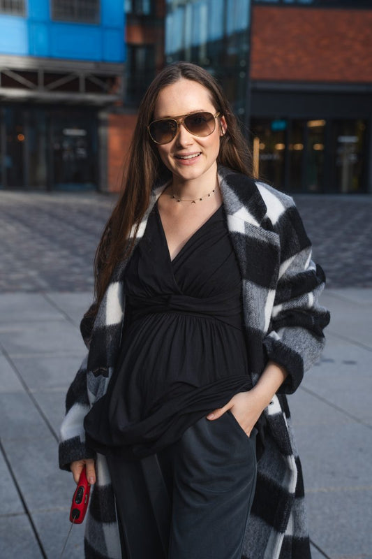Umstands- und Stillbluse  2 in 1 mit Knoten schwarz