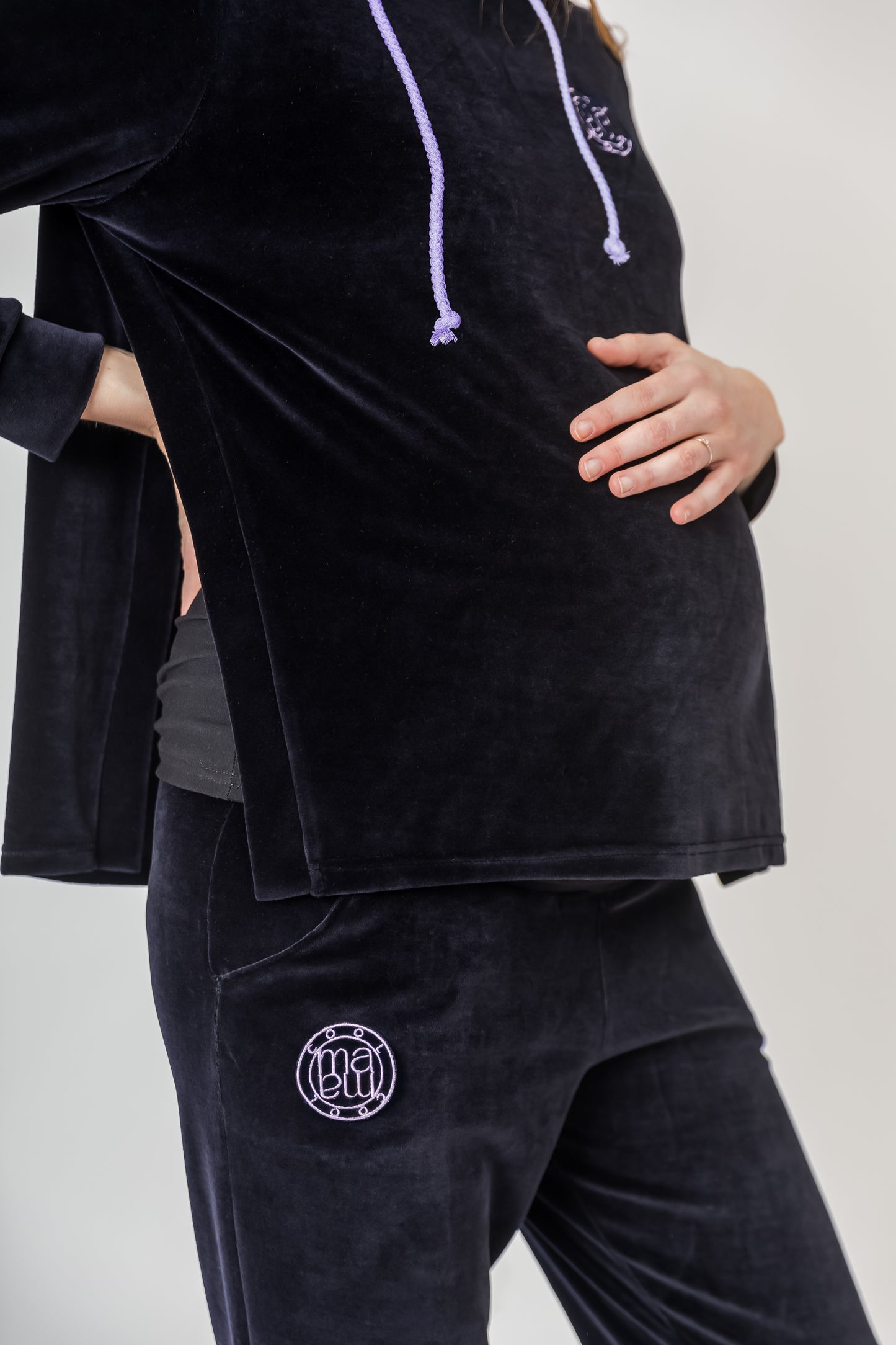 Umstands- und Still-Hoodie 2 in 1 schwarzer Samt