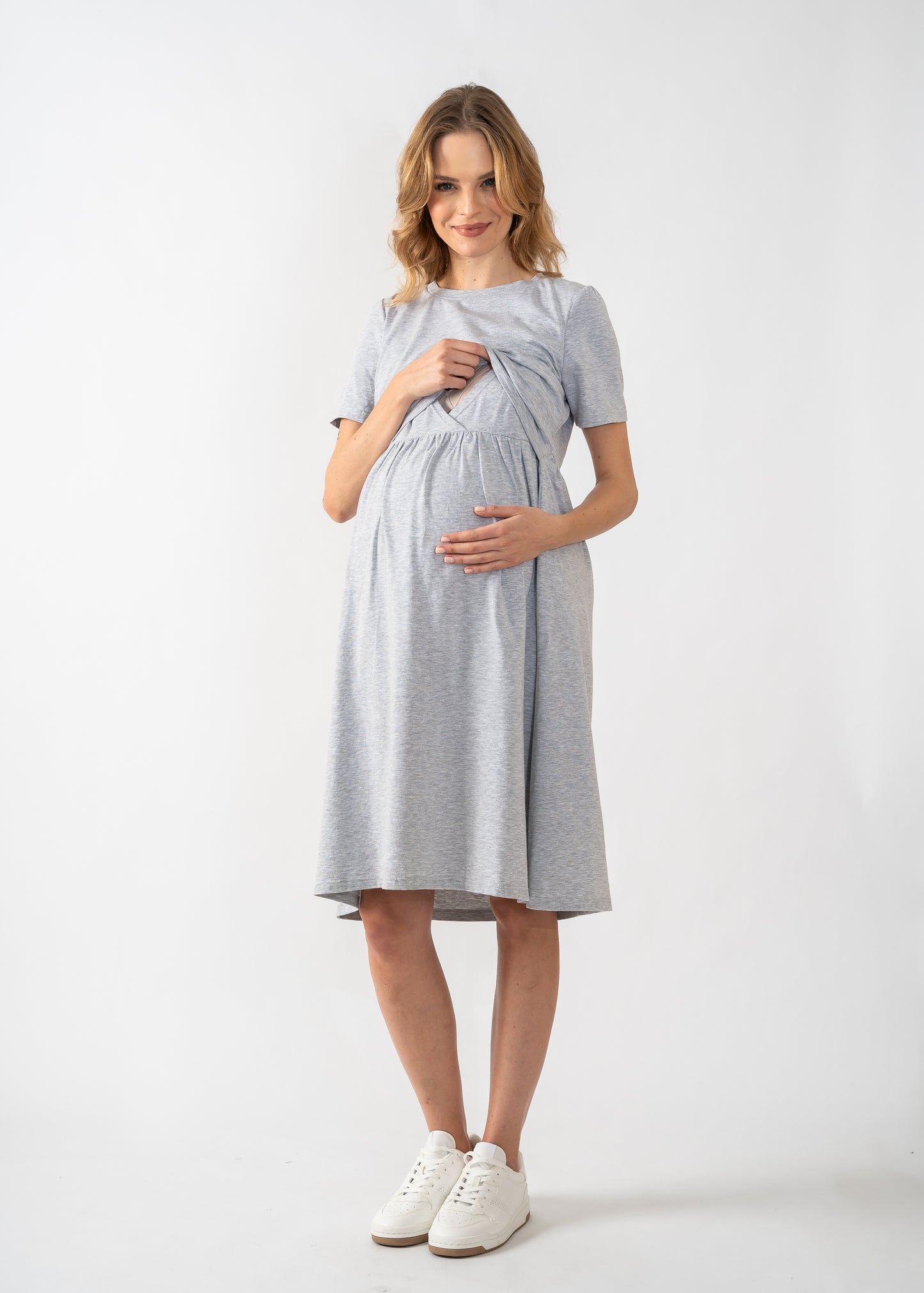 Stillkleid Grau Melange