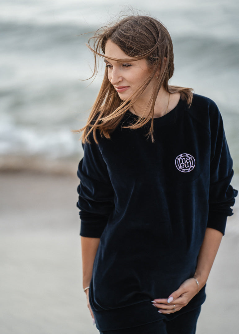 Umstands-Sweatshirt schwarzer Samt