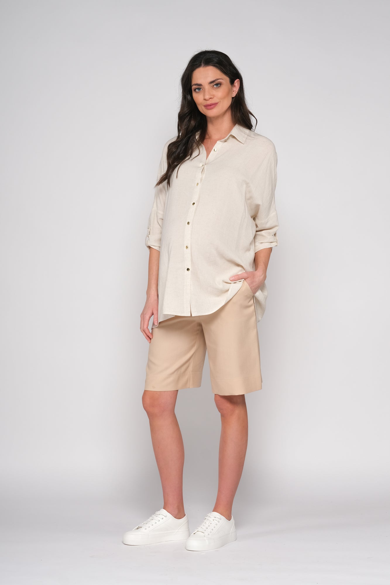 Bequeme beige Umstandshose